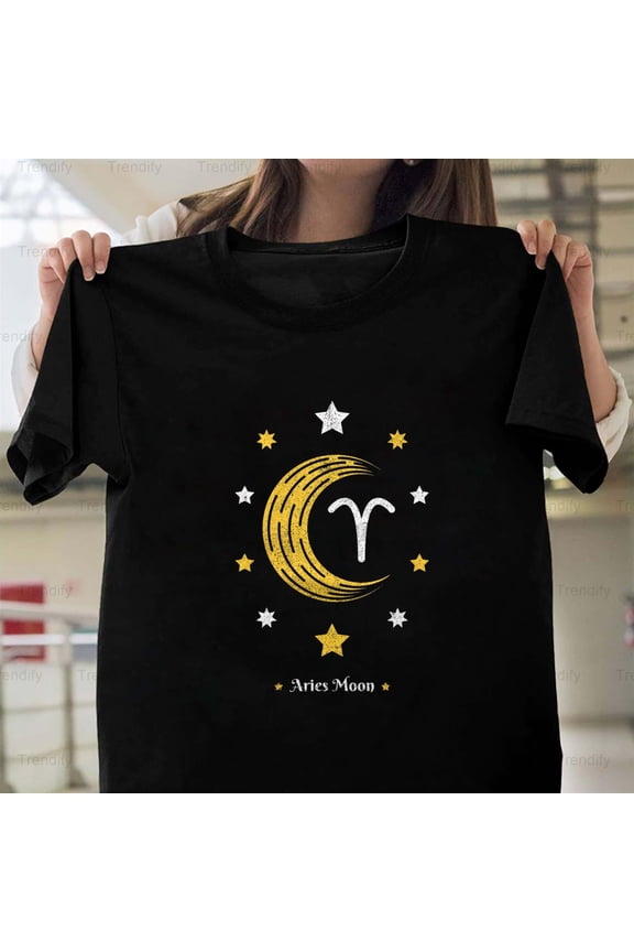 Aries Moon Astrology Zodiac Sign Natal Chart Horoscope Star H10898 Unisex T-Shirt, Up to 5XL Available