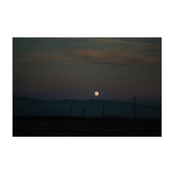 Aries Moon I - California Photography Moon Night Sky Landscape Nature Silhouette Scenic Rural Unframed Wall Art Print 4 x 6 inches