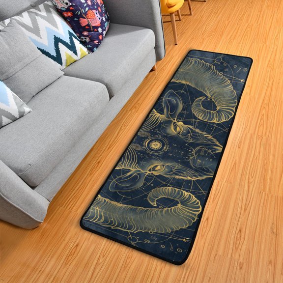 Aries Of Zodiac Hallway Runner Rug 2'X6' Non-Slip Washable Carpet Runner Kitchen Entryway Laundry Bedroom