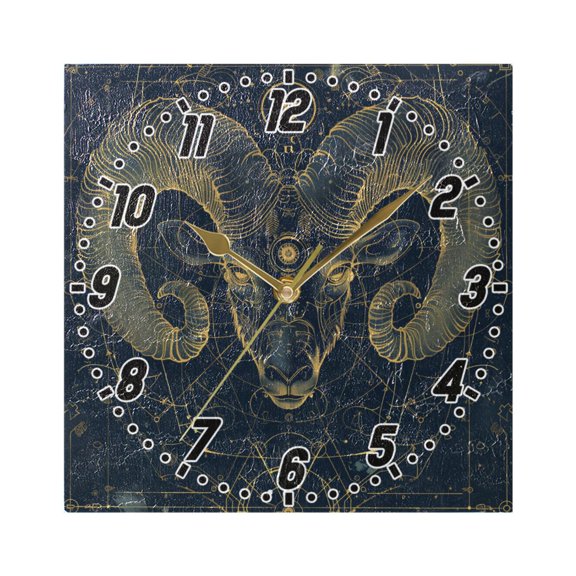 Aries Of Zodiac Wall Clock Battery Operated Silent Non-Ticking Bedroom Office Kitchen Home School Decor 7.8"(Gold)