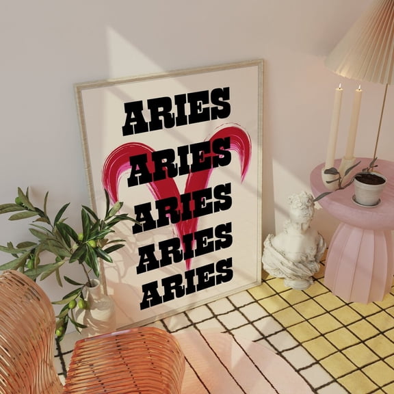 Aries Poster ~ Aries Gifts ~ Aries Zodiac Print ~ Aries Birthday Gifts Women ~ Aries Affirmation Poster ~ Astrology Print Wall Art Modern Wall Decor