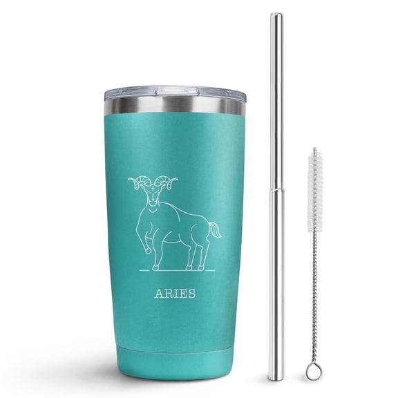 Aries Print 20oz Stainless Steel Travel Tumbler with Telescopic Straw, Vacuum Insulated Coffee Cup