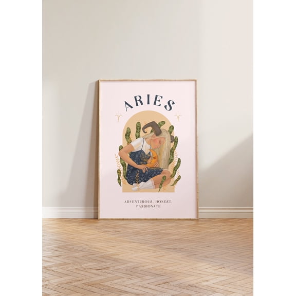 Aries Print, Aries Print, Zodiac Print, Zodiac , Astrology Print, Star Wall Art, Aries Zodiac Art, Aries Her, Cute Aries Home Decor #1689, 16x24 UNFRAMED