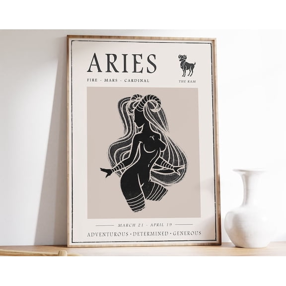 Aries Star Sign Zodiac Astrology Wall Art Print, Unframed Paper Poster 8x10in