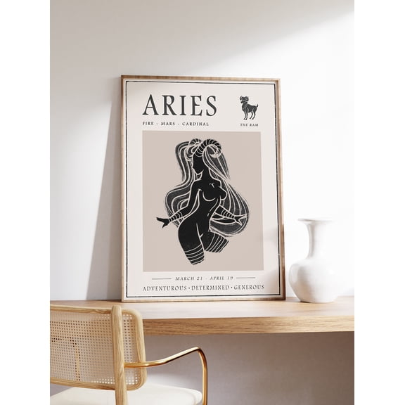 Aries Star Sign Zodiac Boho Poster Unframed Paper Print
