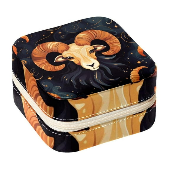 Aries Travel Portable Square Jewelry Box with Necklace Organizer, Earring Organizer, and Display Case - Ideal for Rings, Earrings, Necklaces, Bracelets, and More - Suitable for Girls and Women