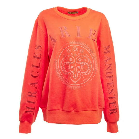 Aries Women’s 100% Premium Cotton Red Crewneck Pullover Sweatshirt - Size S - Miracles Manifester