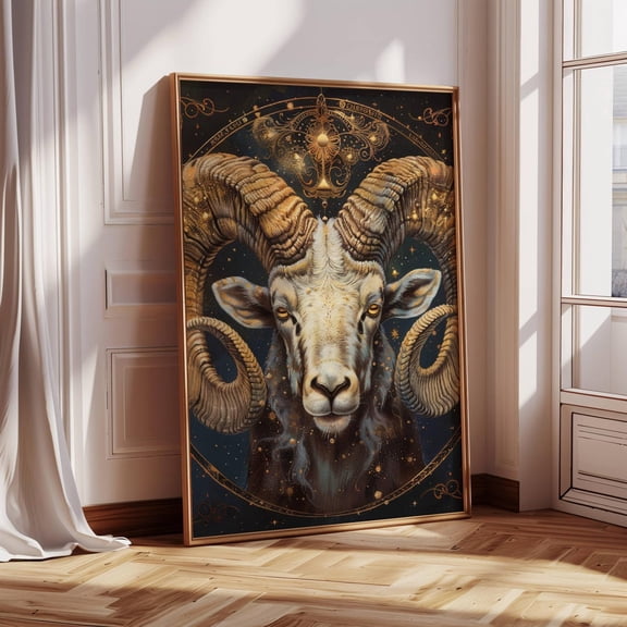 Aries Zodiac Astrology Art Print March April Birthday Sign, Unframed Paper Poster 8x10in