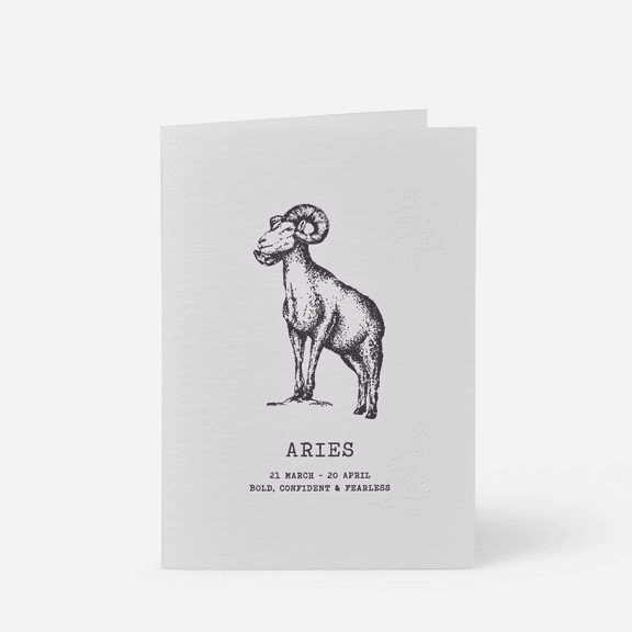 Aries Zodiac Card  "Bold, Confident & Fearless" Design  Perfect for Birthdays, Greetings, and Astrology Lovers  Blank Inside with Envelope Included