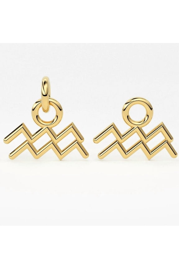 Aries Zodiac Charm Necklace 14K Solid Yellow Gold Birthday Gift Celestial Sign.