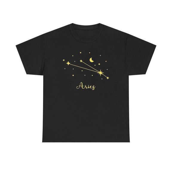 Aries Zodiac Constellation Unisex Heavy Cotton Tee