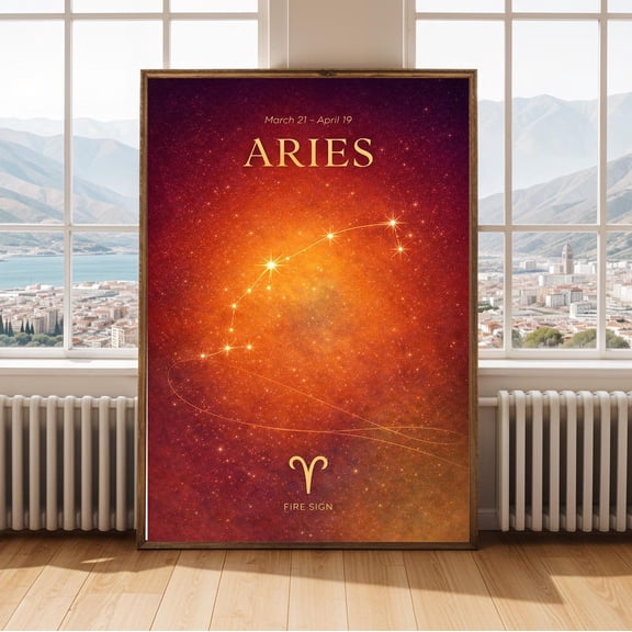 Aries Zodiac Constellation Wall Art Decor Unframed Paper Print