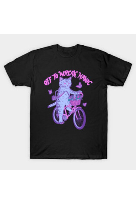 Aries Zodiac Emo Dark Kitty Goth Astrology Graphic Art Unisex T-Shirt