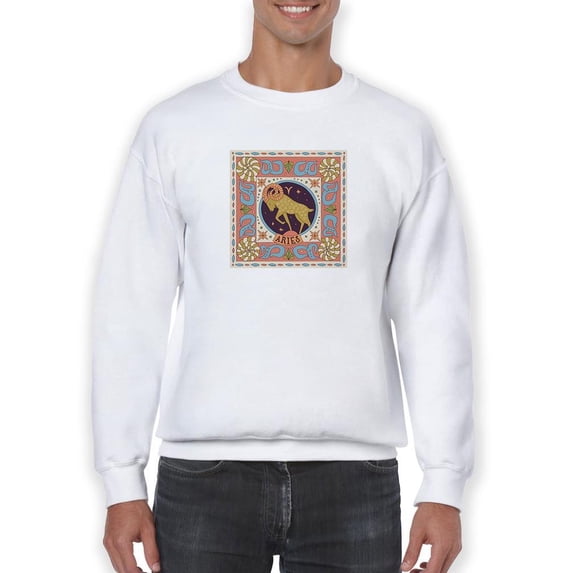 Aries Zodiac Ethnic Style Sweatshirt Men -Image by Shutterstock, Male Medium