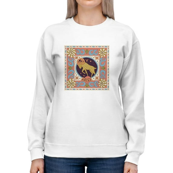 Aries Zodiac Ethnic Style Sweatshirt Women -Image by Shutterstock, Female Large