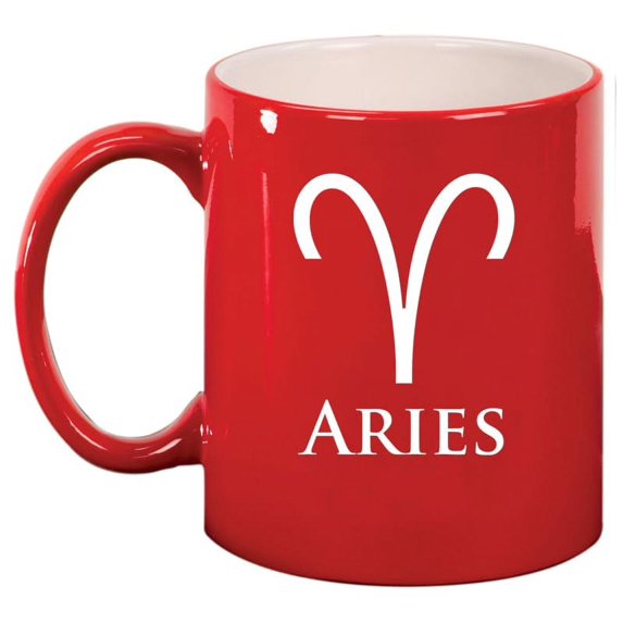 Aries Zodiac Horoscope Ceramic Coffee Mug Tea Cup Gift (11oz Red)