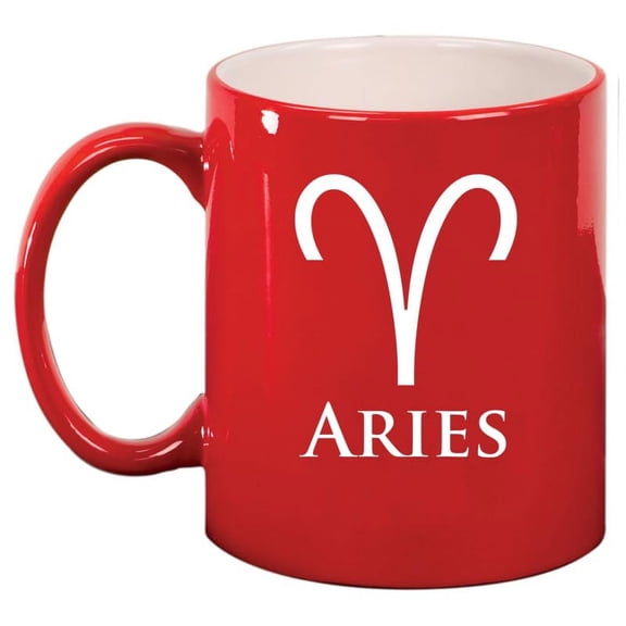 Aries Zodiac Horoscope Ceramic Coffee Mug Tea Cup Gift (11oz Red)