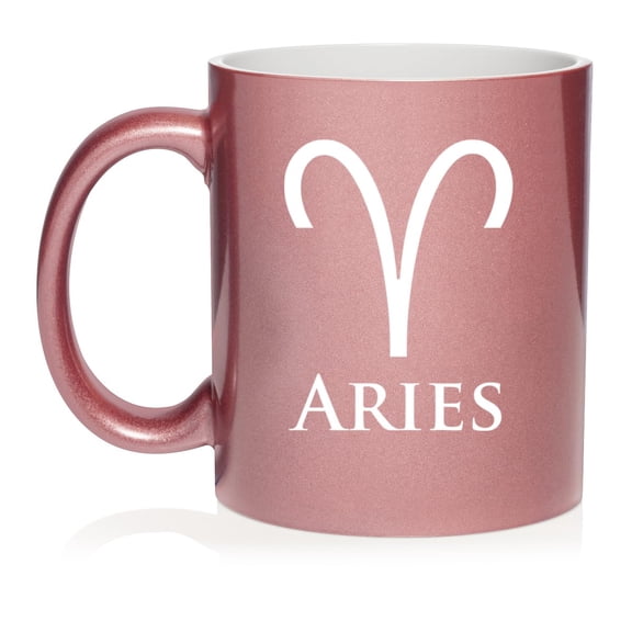 Aries Zodiac Horoscope Ceramic Coffee Mug Tea Cup Gift (11oz Rose Gold)