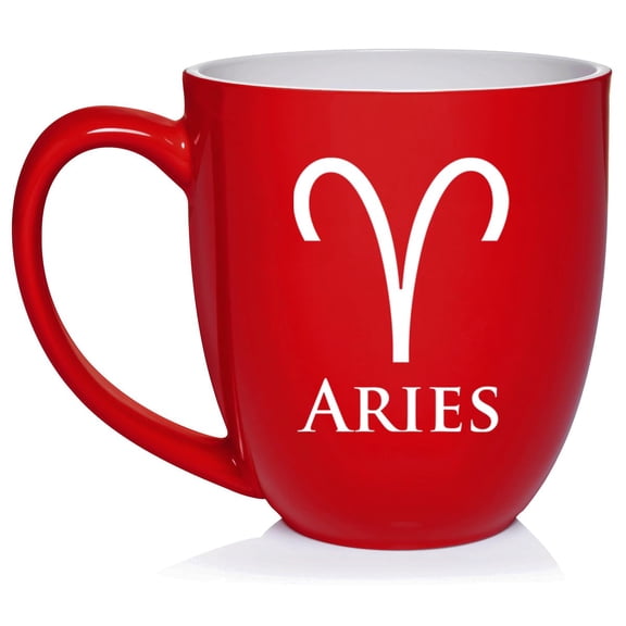 Aries Zodiac Horoscope Ceramic Coffee Mug Tea Cup Gift (16oz Red)