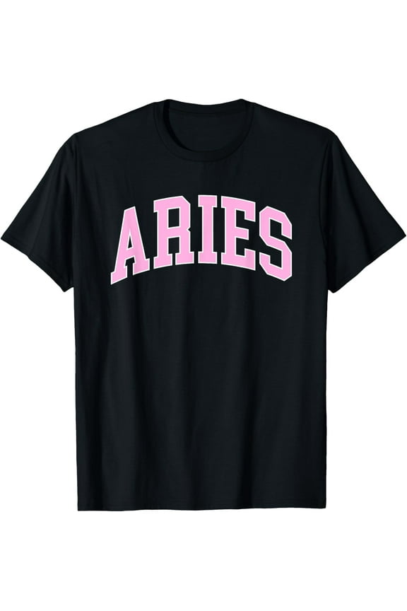 Aries Zodiac Horoscope Pink Retro Preppy Throwback Womens T-Shirt men and women can wear, black, white, gifts.