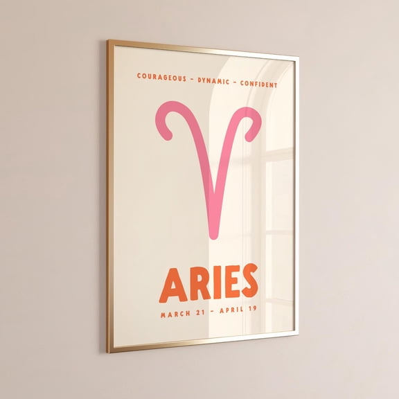 Aries Zodiac Preppy Pink Wall Art, Unframed Paper Print Size 8x12
