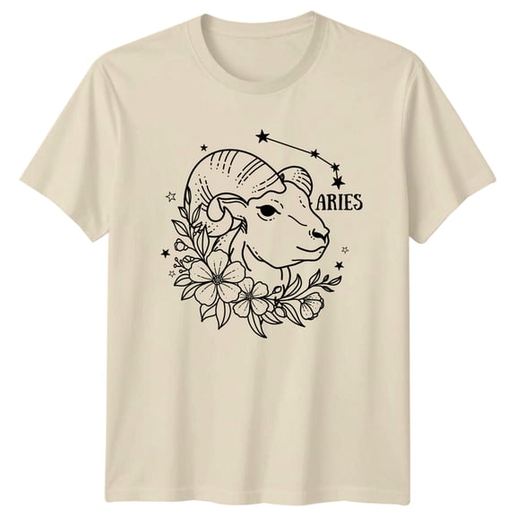 Aries Zodiac Ram Floral T-Shirt Birthday "Aries" All Size S-5XL
