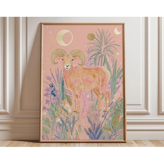Aries Zodiac Ram Wall Art Print, Unframed Paper Poster 8x10in