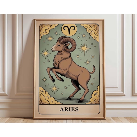 Aries Zodiac Ram Wall Art Print, Unframed Paper Poster 8x10in