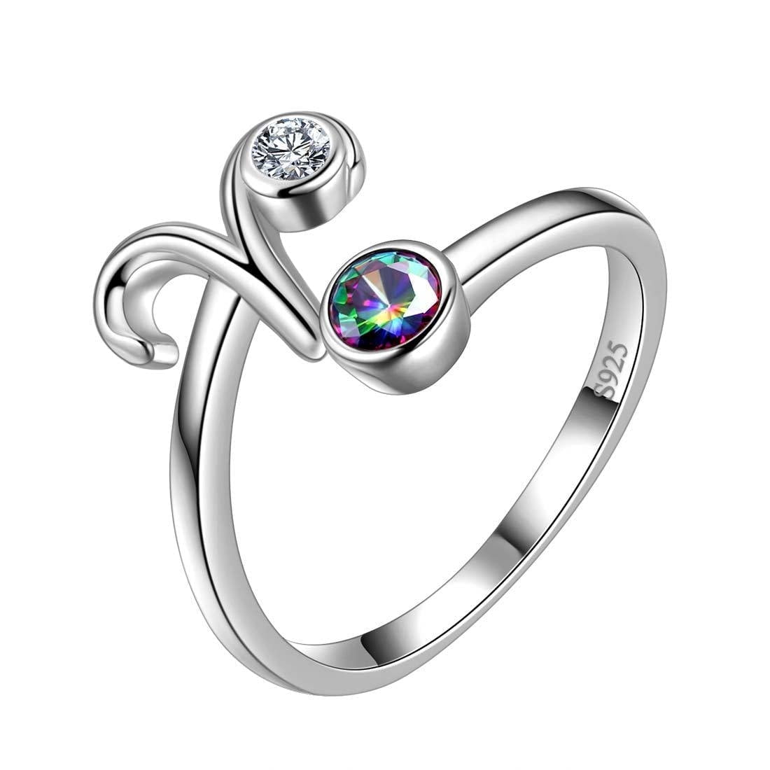 Silver Horoscope Rings Zodiac Aries Ring 925 Sterling Silver Mystic Topaz Open Band Women ...