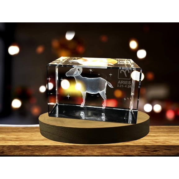 Aries Zodiac Sign 3D Engraved Crystal Keepsake Gift