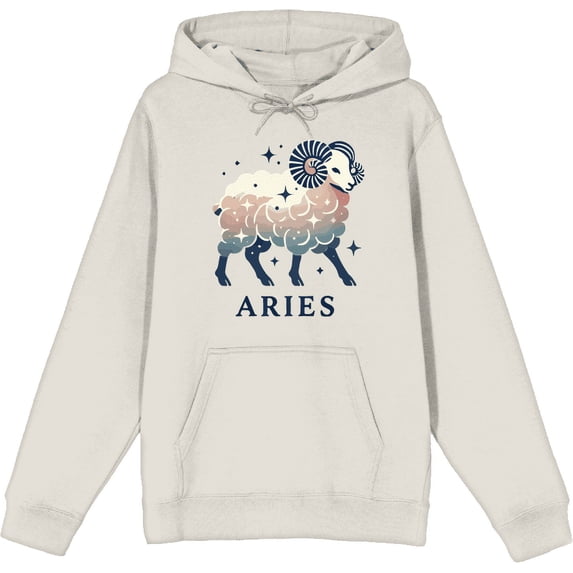 Aries Zodiac Sign Adult Sand Long Sleeve Hoodie-XL