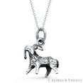 thumbnail image 1 of Aries Zodiac Sign Astrology 23x16mm (0.9x0.6in) Pendant & Cable Chain Necklace in Oxidized .925 Sterling Silver, 1 of 1