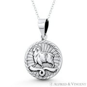 Aries Zodiac Sign Circle Astrology Charm 31x20mm 1.5x0.8in Pendant in Oxidized .925 Sterling Silver