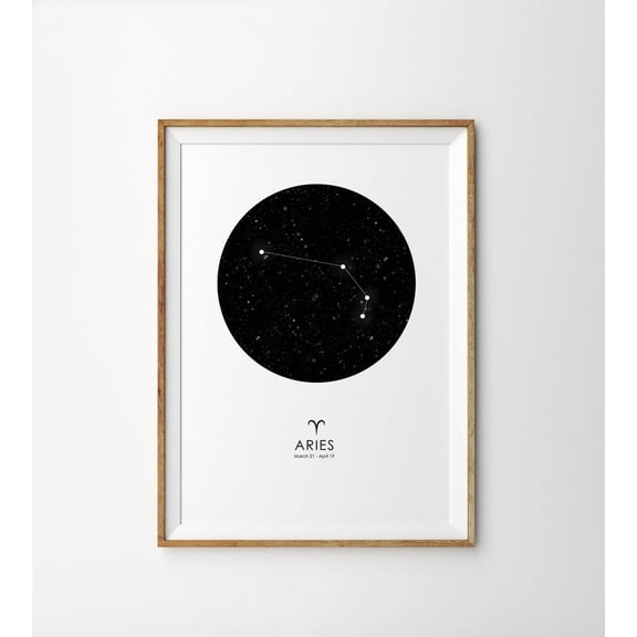 Aries Zodiac Sign Constellation Art Star Map Astrology Modern Wall Decoration Unframed Paper Print