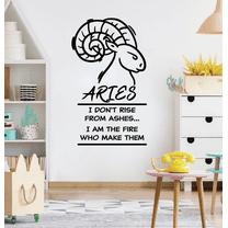 Aries Zodiac Sign Horoscope Aries Arise From Ashes I Am The Fire Who Make Them Aries Horoscope Aries Fire Sign Wall Decal Quotes Sticker Adult Girls Boys Room Bedroom Wall Decoration Size (10x6 inch)