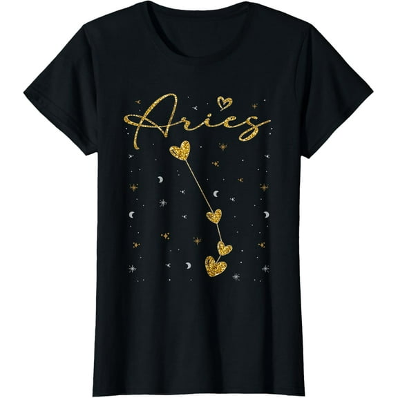 Aries Zodiac Sign Horoscope March April Birthday Women Girls T-ShirtMen's and women's gift, black and white T-shirt, size: Extra large S-4XL