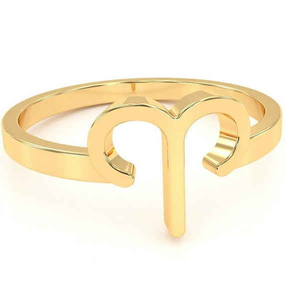 Aries Zodiac Sign Ring In Solid 14k Yellow Gold