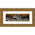 thumbnail image 1 of Arietti, Fabienne 32x12 Gold Ornate Wood Framed with Double Matting Museum Art Print Titled - Les deux zebres, 1 of 4