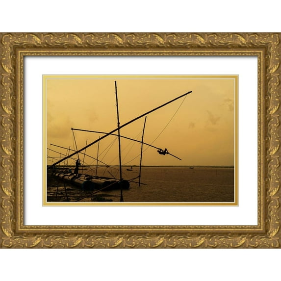 Arifuzzaman, Md. 24x17 Gold Ornate Wood Framed with Double Matting Museum Art Print Titled - The struggle in the rain.