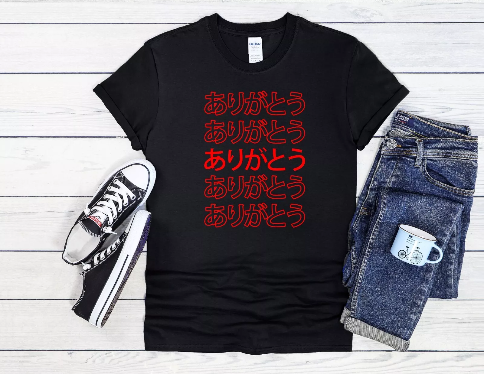 Arigatou Japanese Thank You Retro Men Women Unisex T Shirt Vintage T