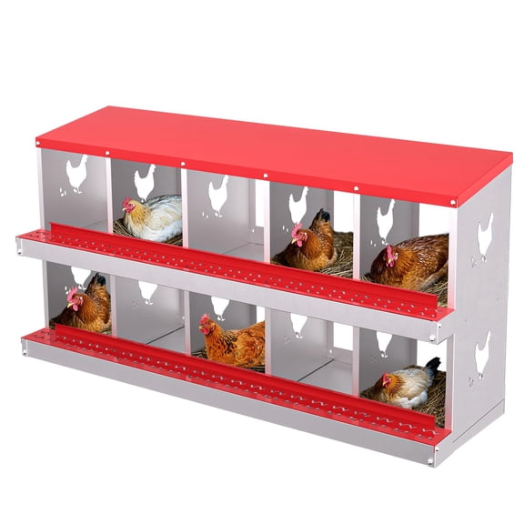 Arigeas 10 Holes Metal Poultry Nesting Box with Egg Collection, Laying Eggs Nest Boxes for Chicken Hen Duck