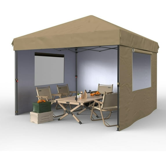 Arigeas 10'x10' Pop Up Canopy Tent with 3 Removable Sidewalls, Easy Outdoor Sun Shade Shelter for Party, Event, Patio