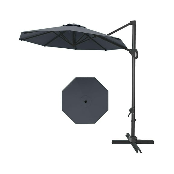 Arigeas 10ft Outdoor Cantilever Offset Patio Umbrella with Cross Base, Easy Rotation & Tilt Adjustment