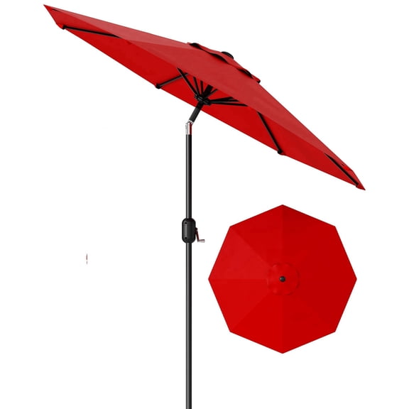 Arigeas 10ft Patio Umbrella, Outdoor Market Table Parasol with Push Button Tilt, 8-rib Frame and Crank