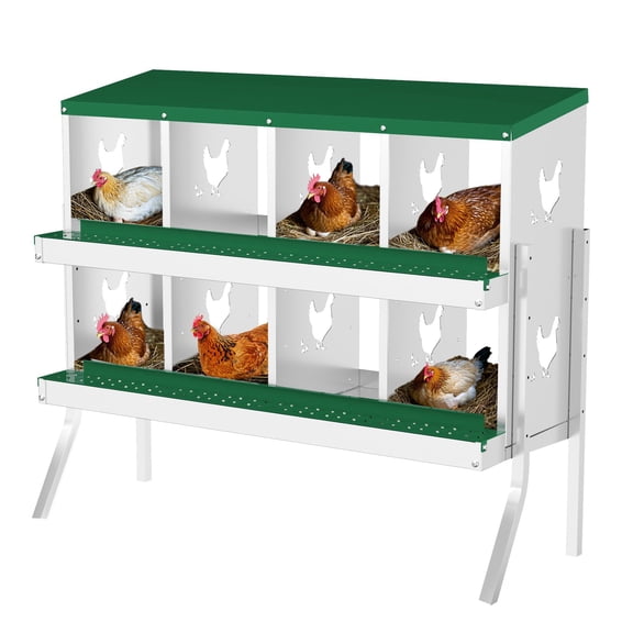 Arigeas 8 Holes Metal Poultry Nesting Box with Egg Collection, Laying Eggs Nest Boxes for Chicken Hen Duck