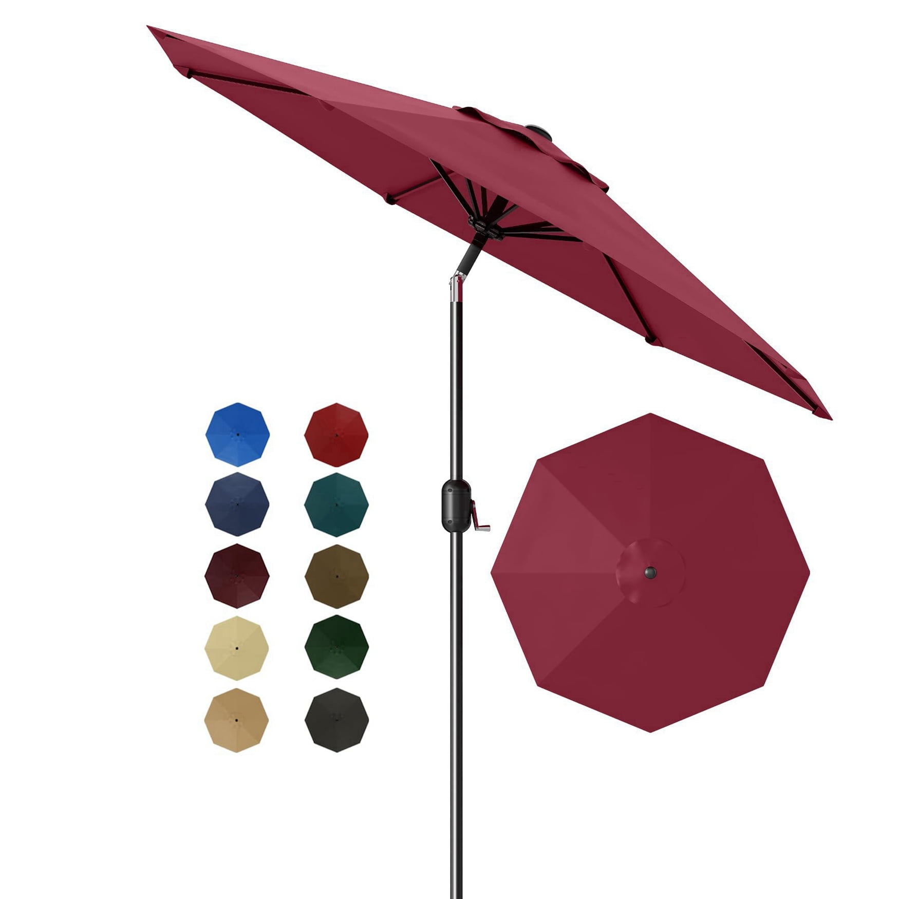 Arigeas 9ft Outdoor Portable Patio Parasol Umbrella with Push Button Tilt, 8-rib Frame and Crank Handle