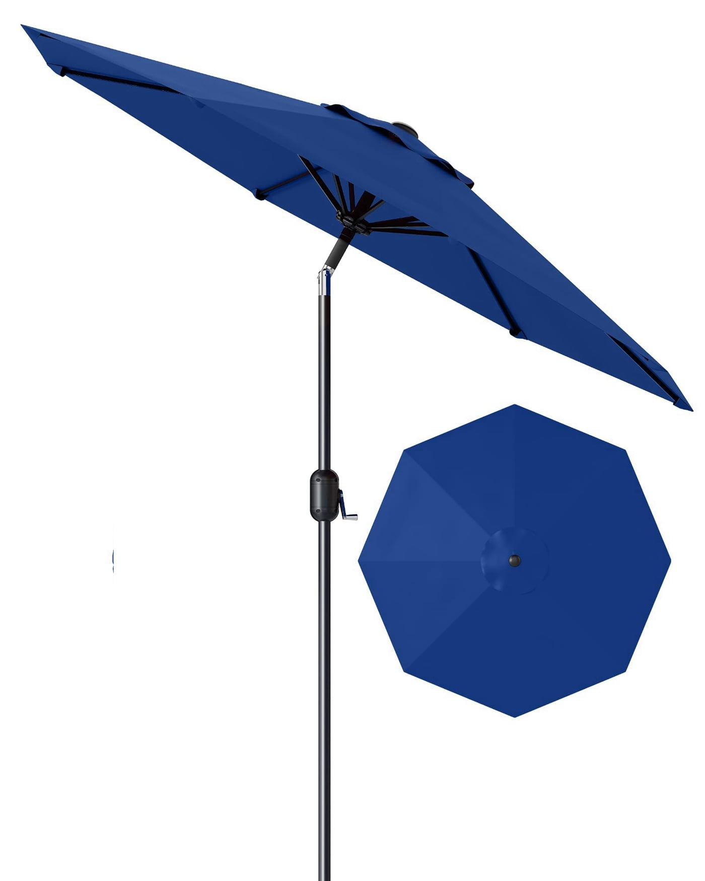 Arigeas 9ft Patio Umbrella, Outdoor Market Table Parasol with Push Button Tilt, 8-rib Frame and Crank