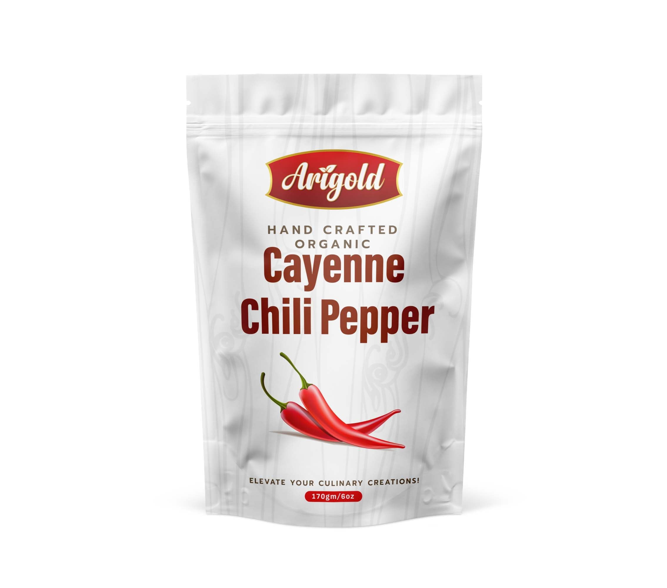 Arigold Organic Cayenne Pepper Powder - All-Natural Hot Chili Spice - 6oz Resealable Bag