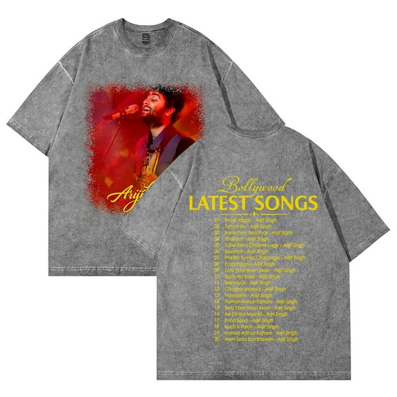Arijit Singh Album Merch Vintage Wash Tee Cosplay Women Men Fashion Short Sleeve Cotton T-Shirts