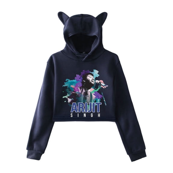 Arijit Singh Cat ear hoodie with popular pattern casual women's short hoodie sportswear